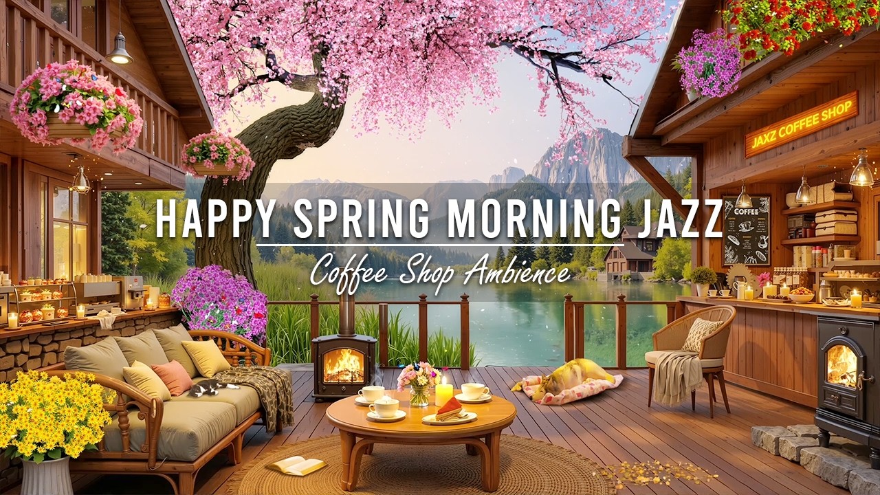 Smooth Piano Jazz Music for Stress Relief ☕Happy Spring Morning Jazz at Outdoor Coffee Shop Ambience