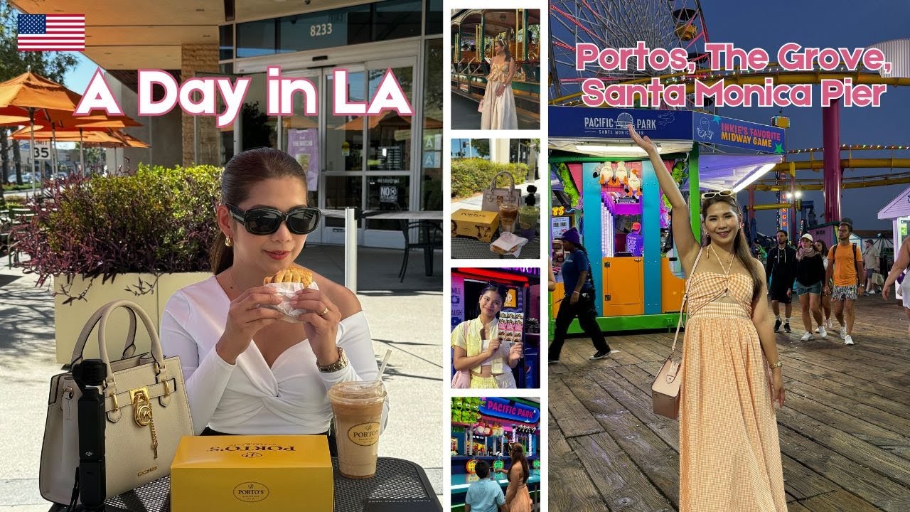 Santa Monica Pier at Night + The Grove Tour & Trying Porto’s Bakery! LA Travel Vlog