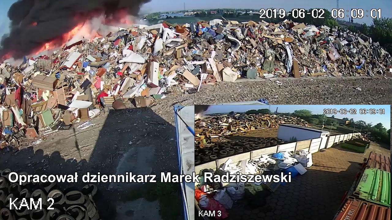 Pożar składowiska odpadów wielkogabarytowych (monitoring)