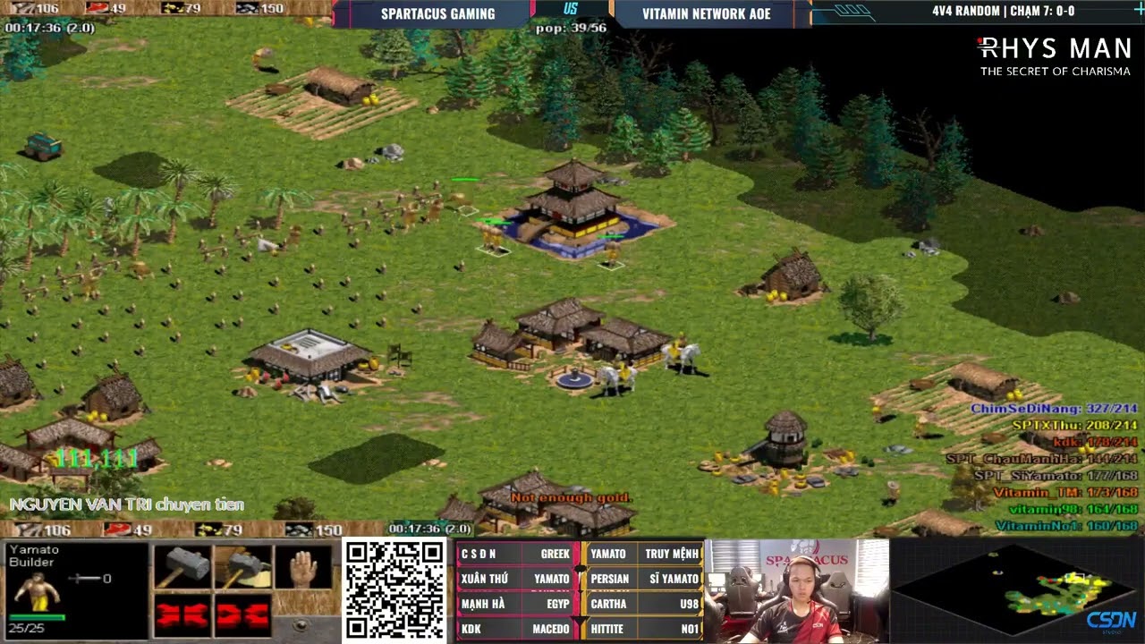 Spartacus Gaming vs Vitamin | 4vs4 Random | 27/11/2024 #aoe #chimsedinang