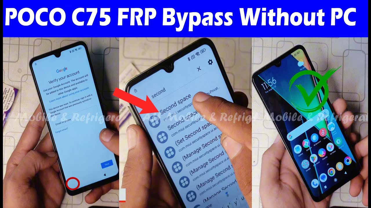 Poco C75 FRP Bypass Without PC Android 14