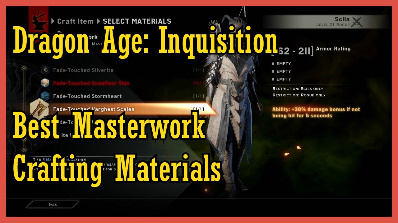 Dragon Age Inquisition - Guide to the Best Masterwork Materials