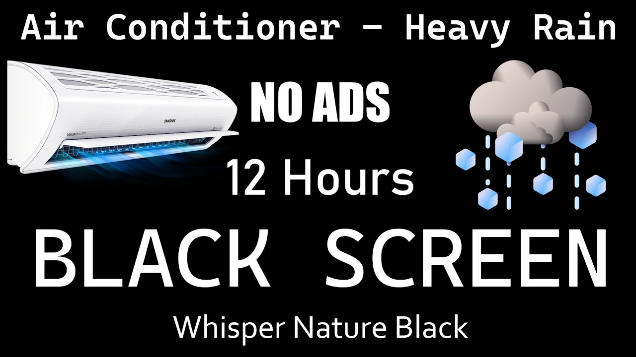 [NO ADS] Fall Asleep Fast with CALMING AC Noise & Heavy Rain Sounds Tonight | 12 Hours White Noise