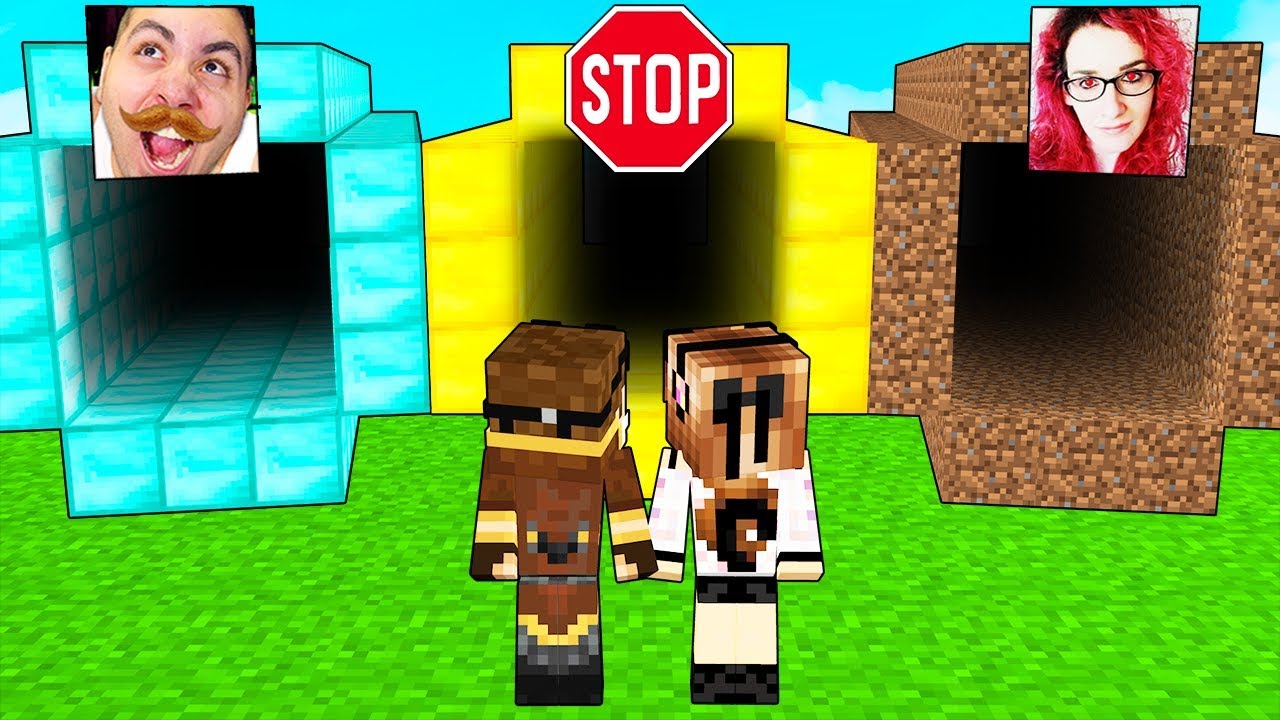 TUNNEL DI DIAMANTE contro TUNNEL DI ORO contro TUNNEL DI TERRA su MINECRAFT!