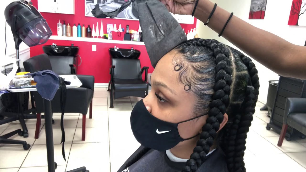 2 FEEDIN BRAIDS W/JUMBO KNOTLESS BOX BRAIDS