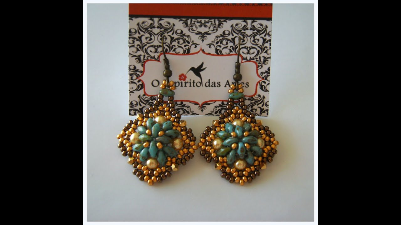 Mouraria beaded earrings with superduos, 4mm pearls and 3mm bicones - Beading Tutorial