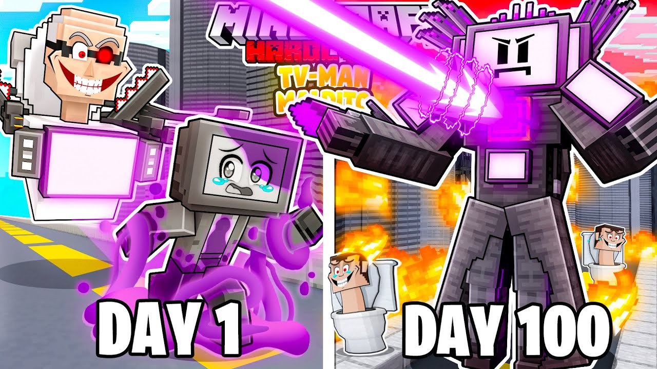 I Survived 100 Days as TITÁN TV-MAN in HARDCORE Minecraft!