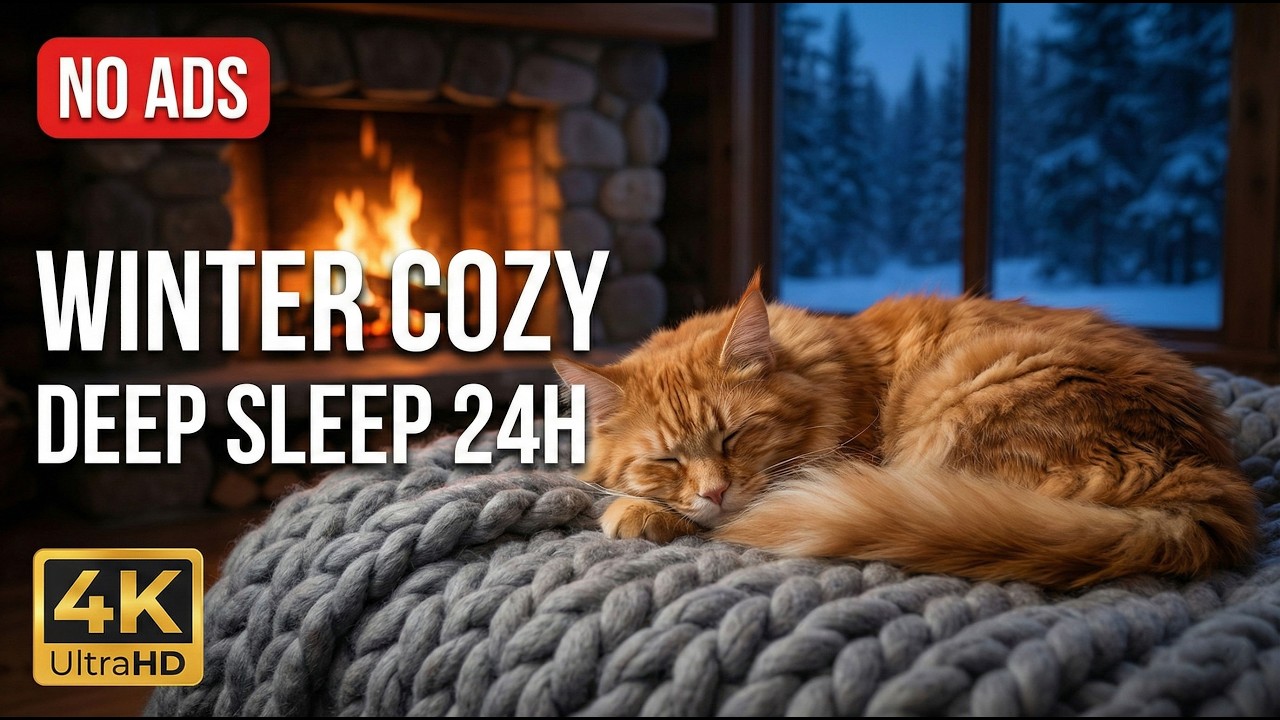 Cat Music for Deep Sleep - Calming Melodies to Relax Anxious Felines | Winter Cozy Vibes No Ads