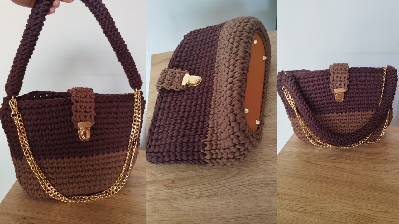 🧶Cartera de crochet tejido a mano con trapillo | Elige tu color👜