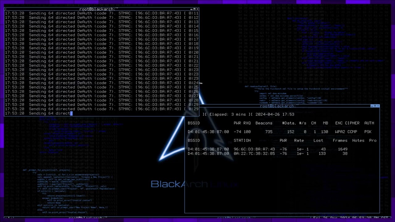 Explorando Redes Inalambricas en BlackArch con airmon, airplay, airodump y aircrack