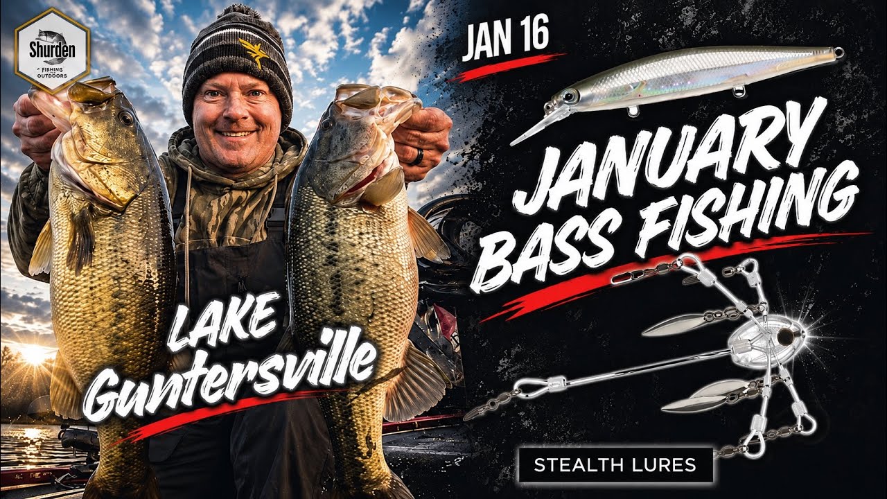 Winter Bass Fishing on Lake Guntersville with a Jerkbait and the Stealth Lures Alabama Rig  