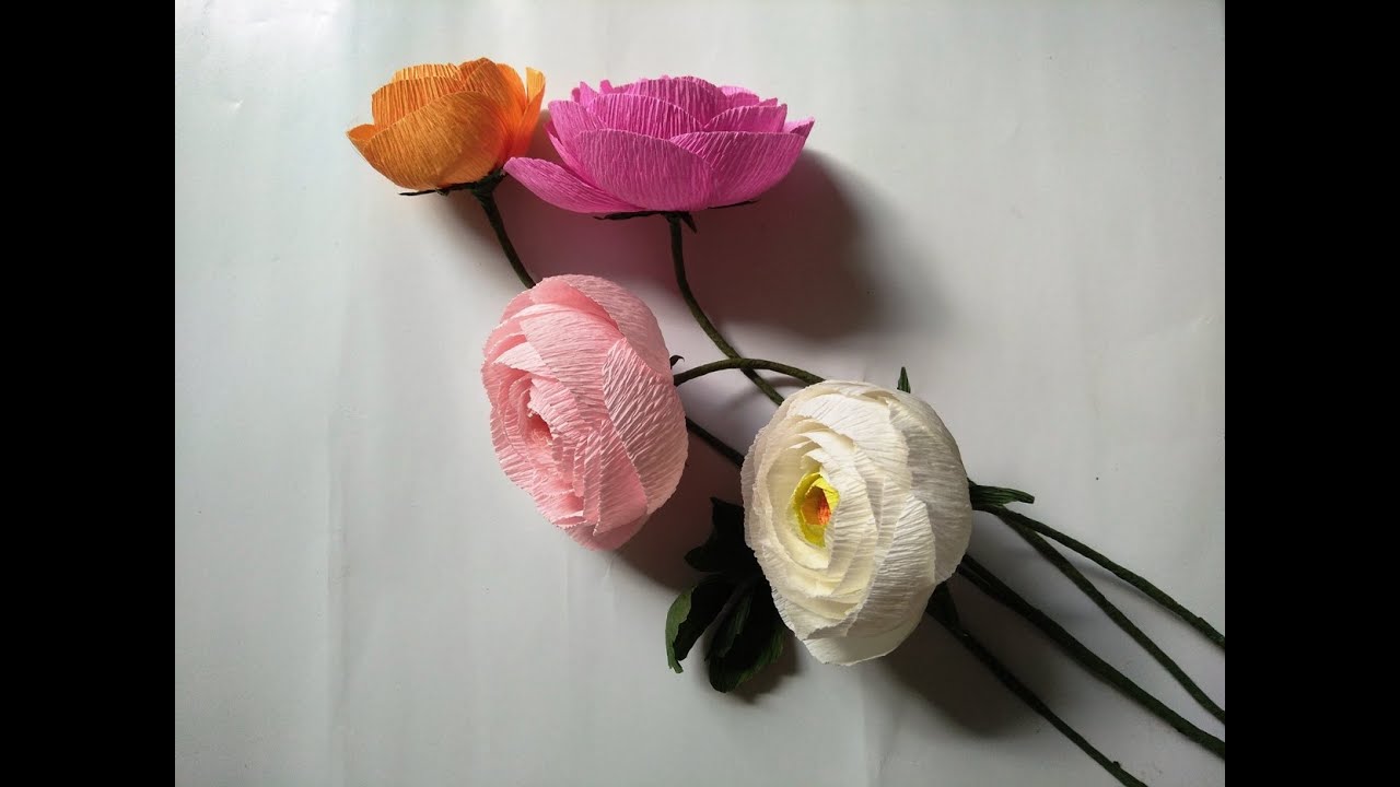 DIY - How to make paper flower - Persian Buttercup - Hoa mao luong giay nhun
