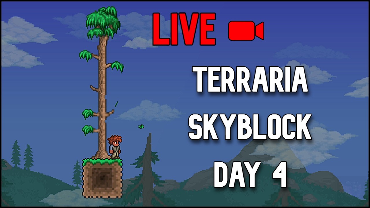 🔴LIVE Terraria Master Mode Skyblock! (Day 4)