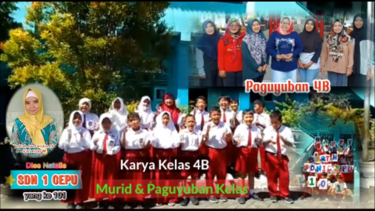 Karya 4B Murid & Paguyuban Kelas. No Urut 04 Video Kreatif Ungkapan HUT Ke 101 Tahun SDN 1 Cepu.