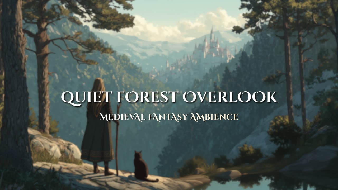Medieval Fantasy Ambience | Quiet Forest Overlook Above the Distant Castle City • Study & Relax