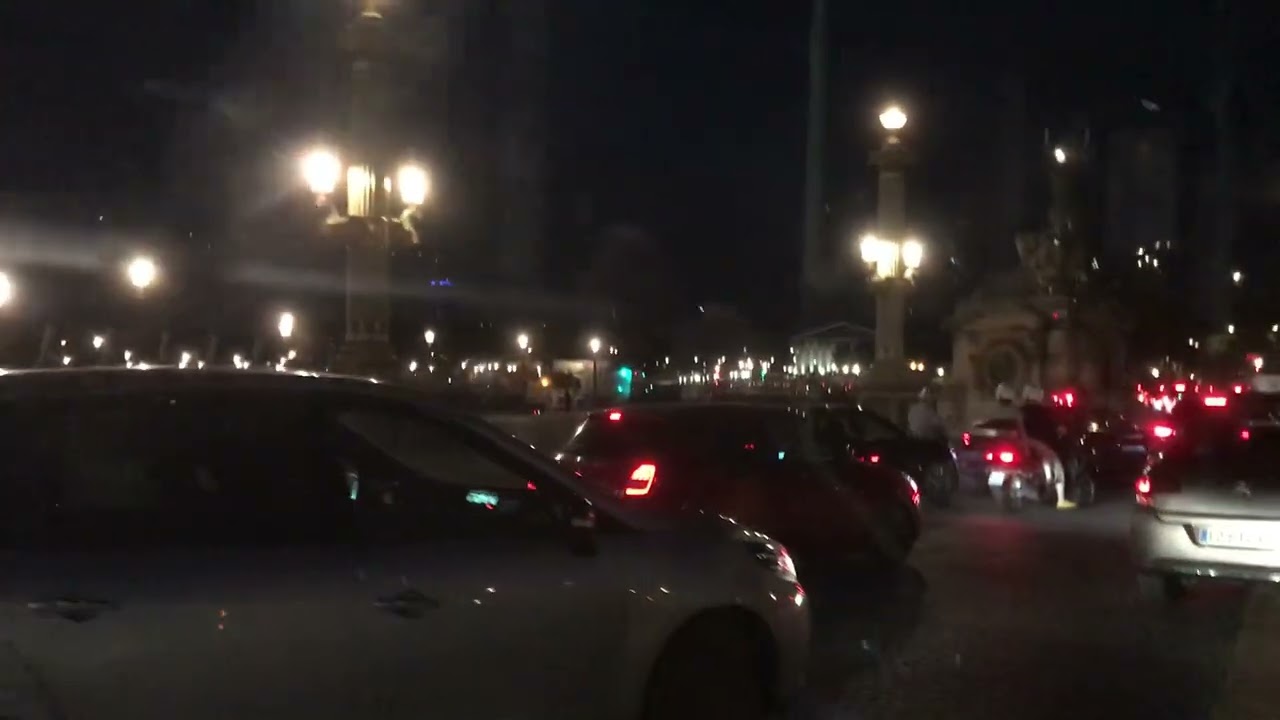 Paris FRANCE Night Traffic around La Concorde