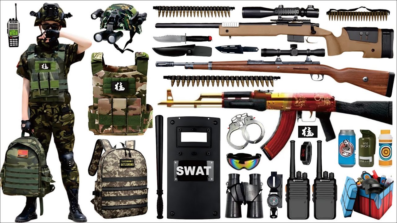 Unboxing mystery toy box, 98K sniper rifle, MP7 submachine gun, AK47, M4 carbine, toy gun unboxing