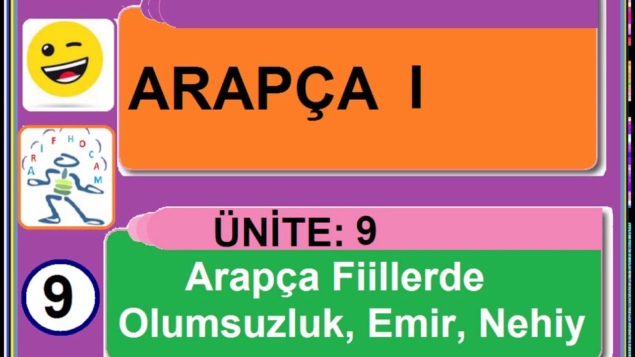 A&Ouml;F ARAP&Ccedil;A 1 - &Uuml;NİTE 9 - ARAP&Ccedil;A FİİLLERDE OLUMSUZLUK, EMİR, NEHİY