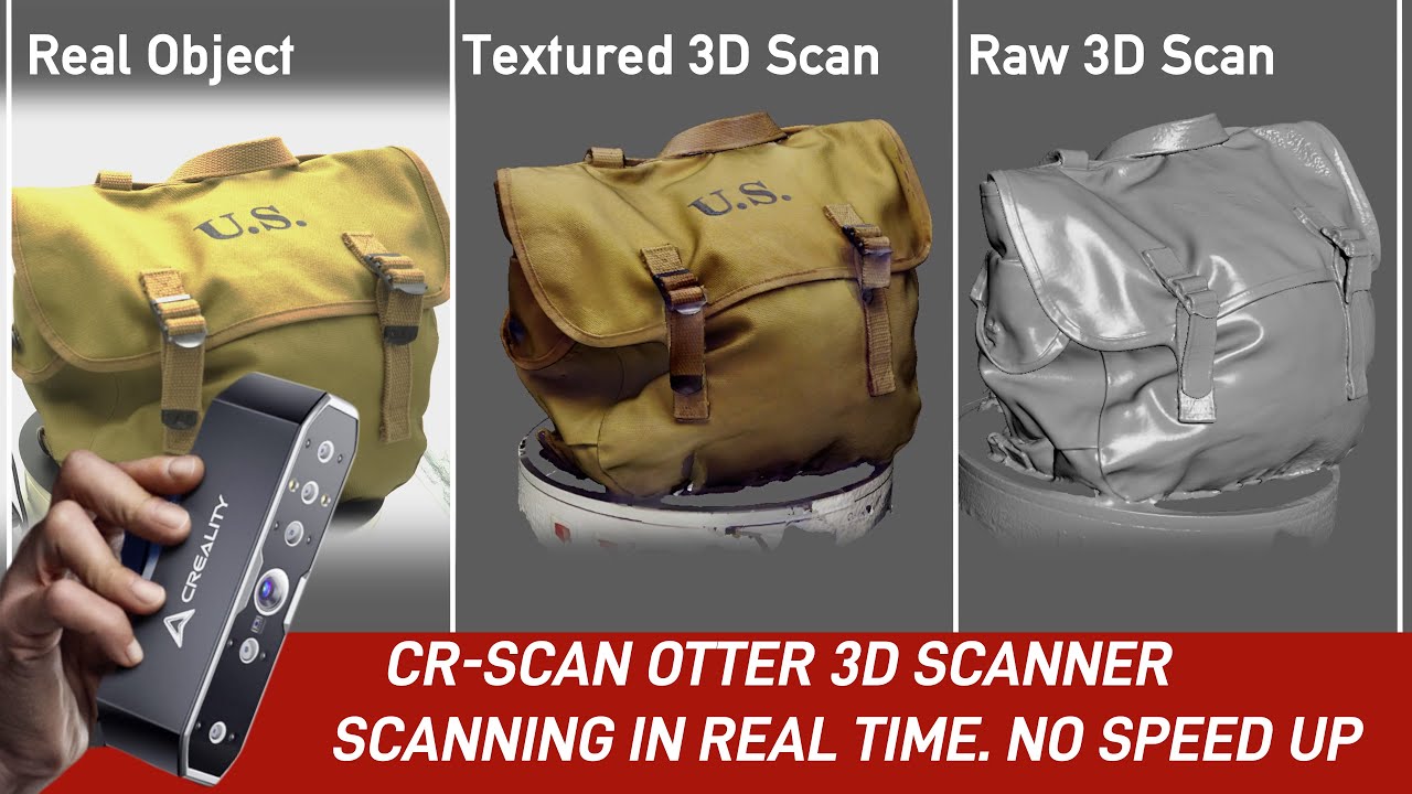 Creality CR-Scan Otter- No Speed Up. Full Process Real Time Scanning a Backpack.