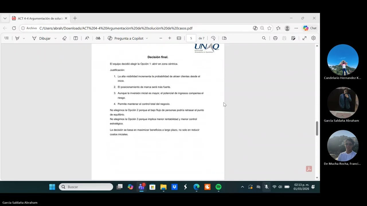 Act  4 Semana 4   Argumentación de solución de casos