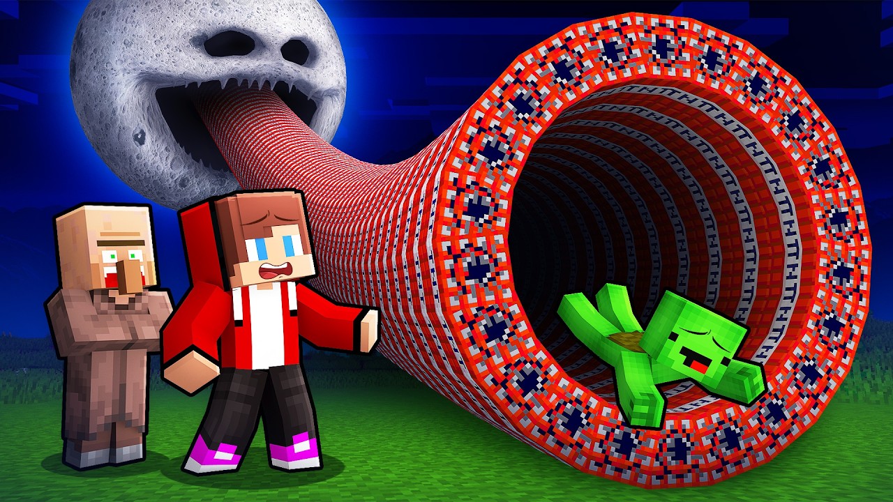 Mikey and JJ Found TNT Tunnel to Moon Wakes Up in Minecraft (Maizen)