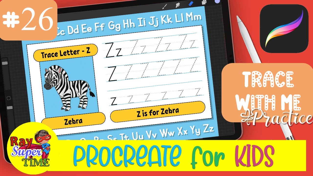 Trace With Me Letter Z ABC Alphabet Fun Tutorial Series for PROCREATE