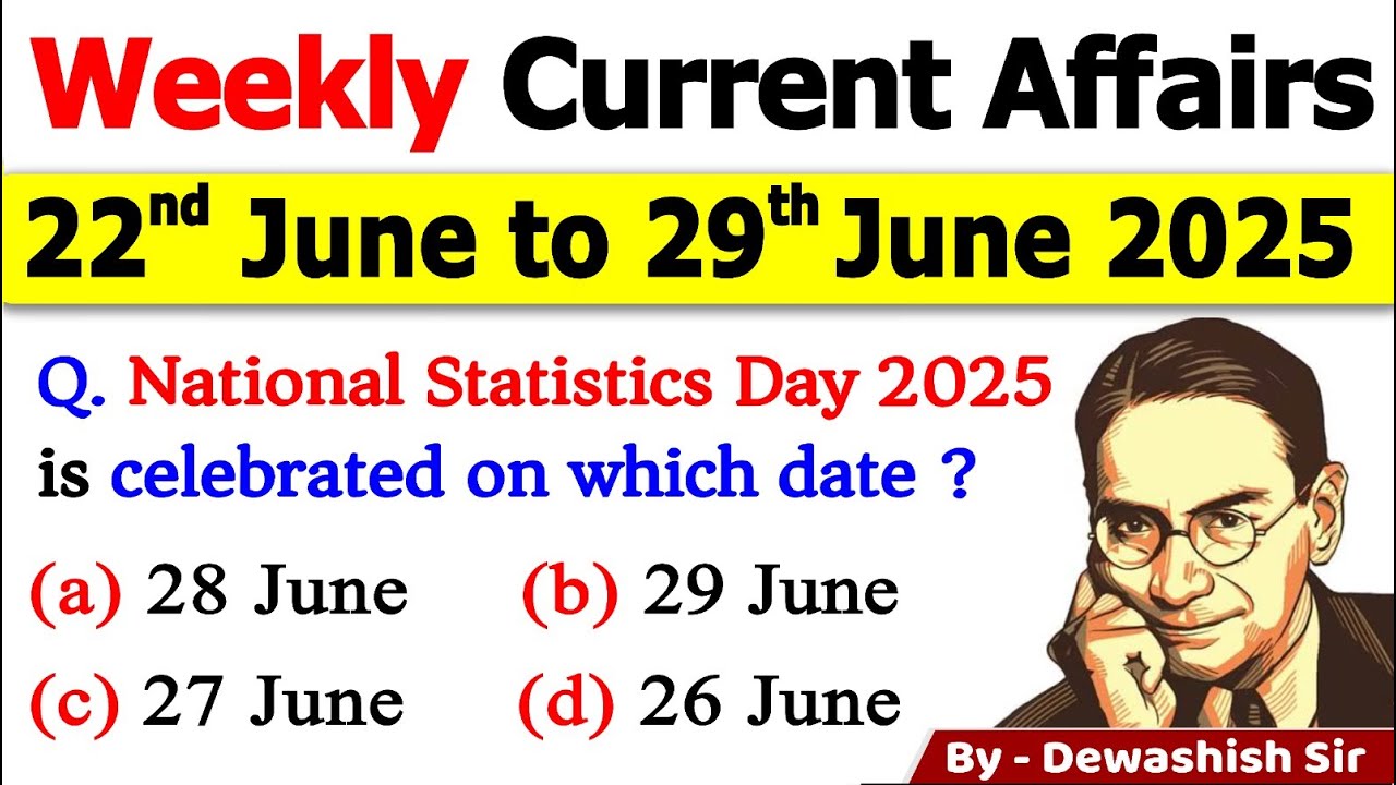 22nd June to 29th June 2025 | June 2025 Weekly MCQ Current | June Current Affair 2025 #current #mcq