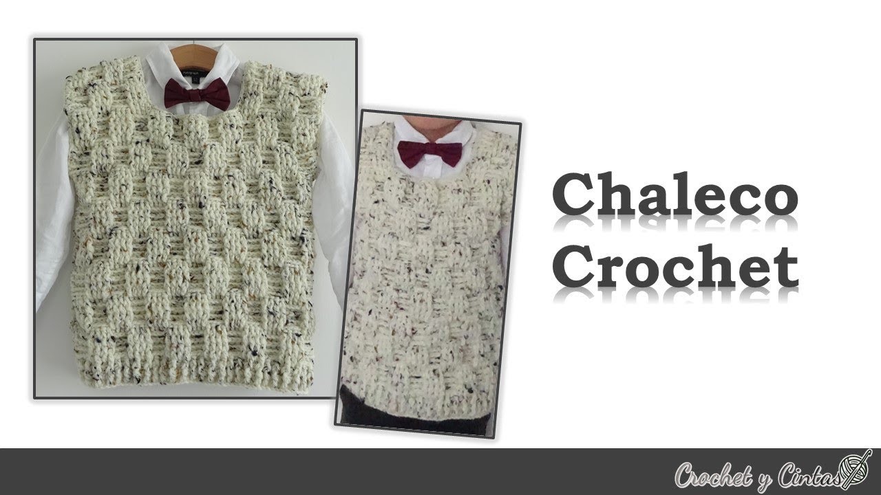 Chaleco crochet para niños tejido con punto cesta - Parte 1 de 2
