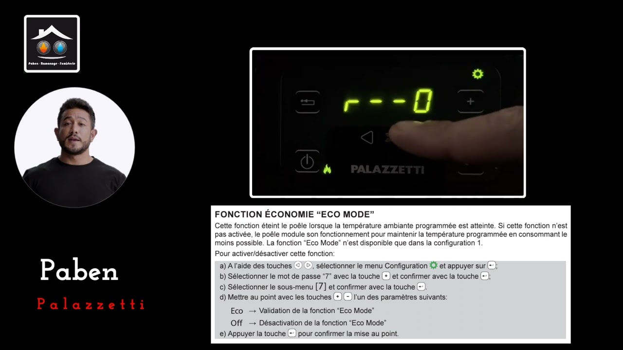 Programmation palazzetti Mode ECO Mode