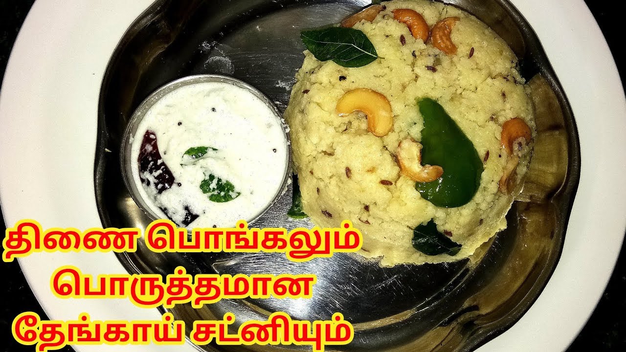 THINAI PONGAL - COCONUT CHUTNEY - FOXTAIL MILLET RECIPES - CHUTNEY IN TAMIL - BREAKFAST RECIPE