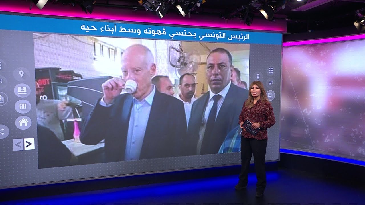 الرئيس التونسي في مقهاه الشعبي ويقص شعره عند حلاق الحي