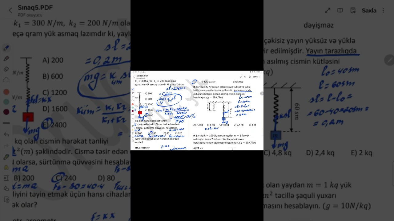 Elastiklik qüvvəsi.Sürtünmə qüvvəsi kuiz izahı (Sinif 10-11)