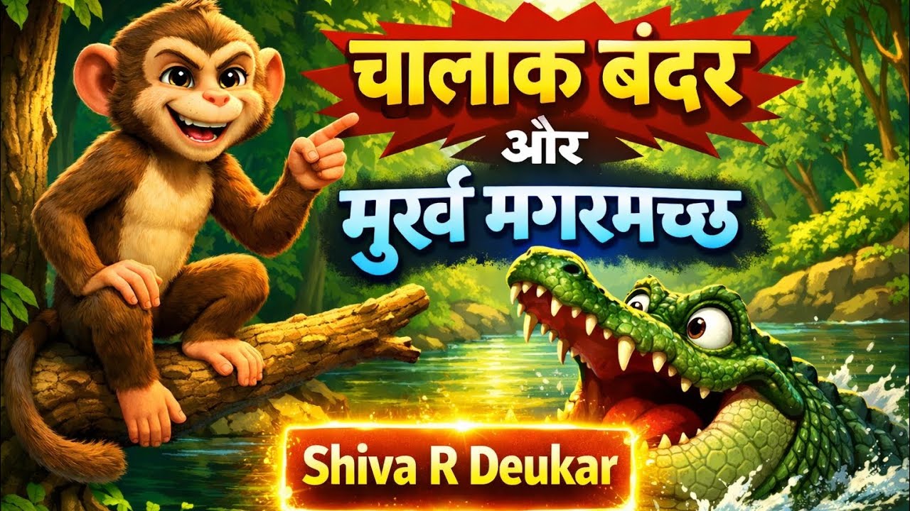 चालाक बंदर की बुद्धि ने बचाई जान 😱 | बंदर और मगरमच्छ की कहानी | Hindi Kahani bandar aru magarmacch 
