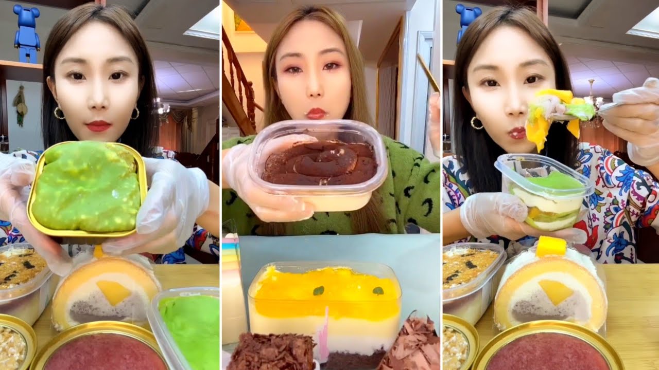 [ENG SUB] Strawberry Cheese mochi,Durian Pancake,Mango Cream Ice Box 디저트 먹방 デザートモクバン ของหวาน มุกบัง