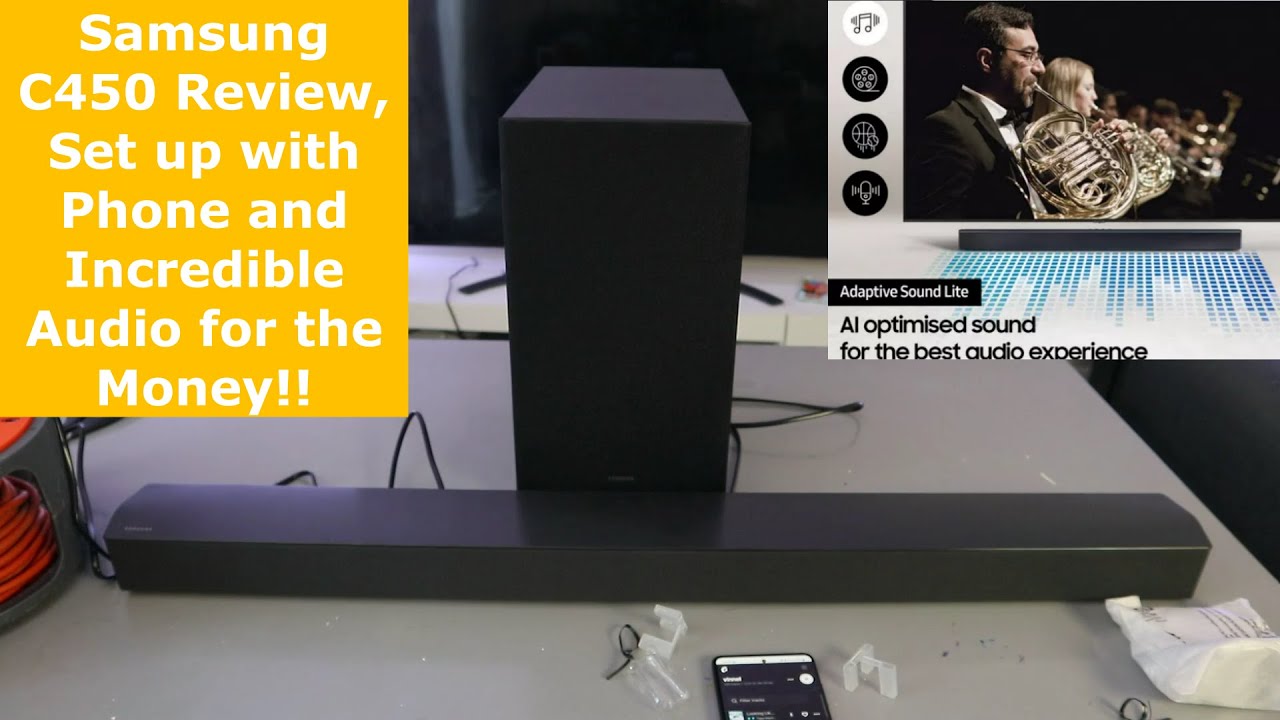 Samsung HW- C450 Review, Set up with Phone and Incredible Audio for the Money!!