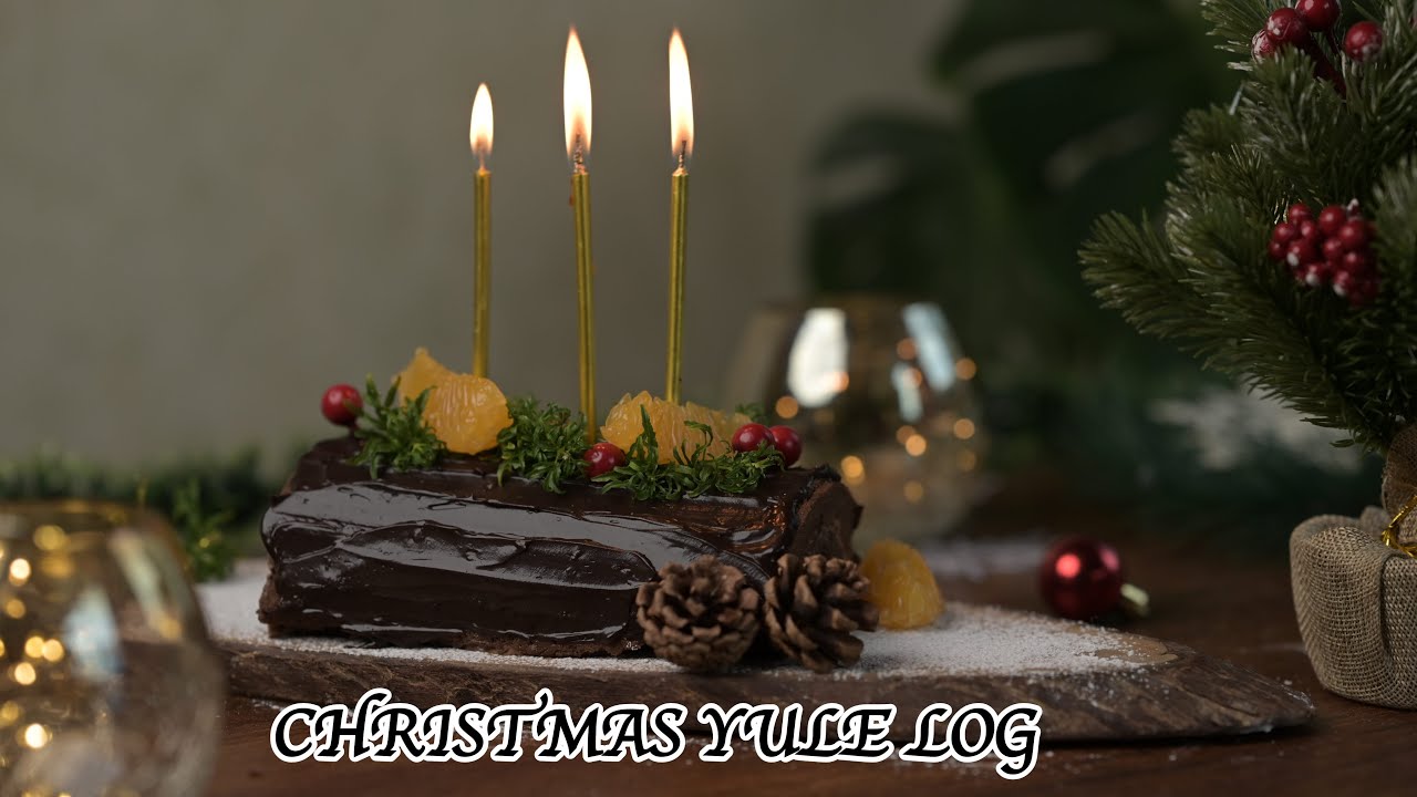 CHRISTMAS YULE LOG | Eggless Chocolate Swiss Roll | Christmas recipes