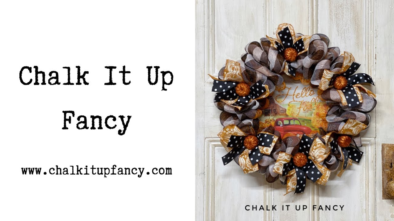 DIY Deco Mesh Buffalo Check 14&rdquo; Fall Wreath