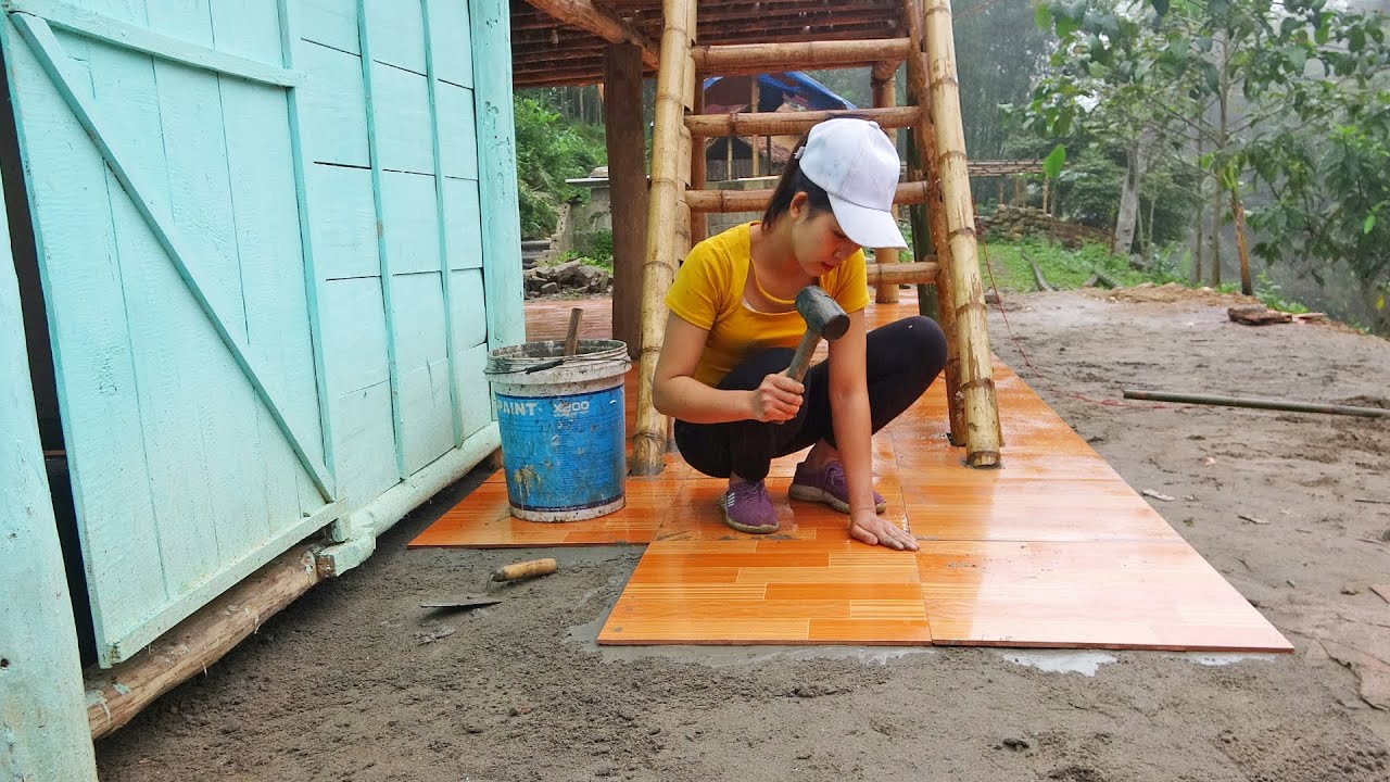 Ut's Farm: Flower Tile Flooring Technique, Skills Building House - Farm Life