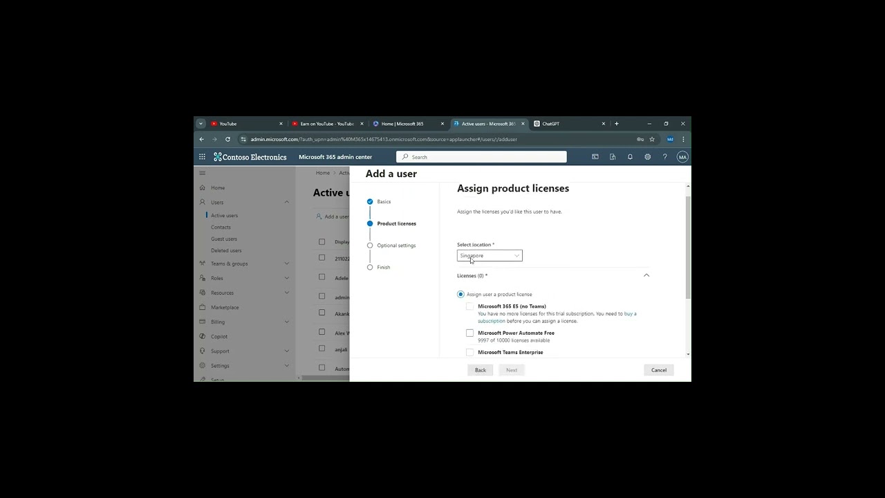M365 Admin Portal Users creation
