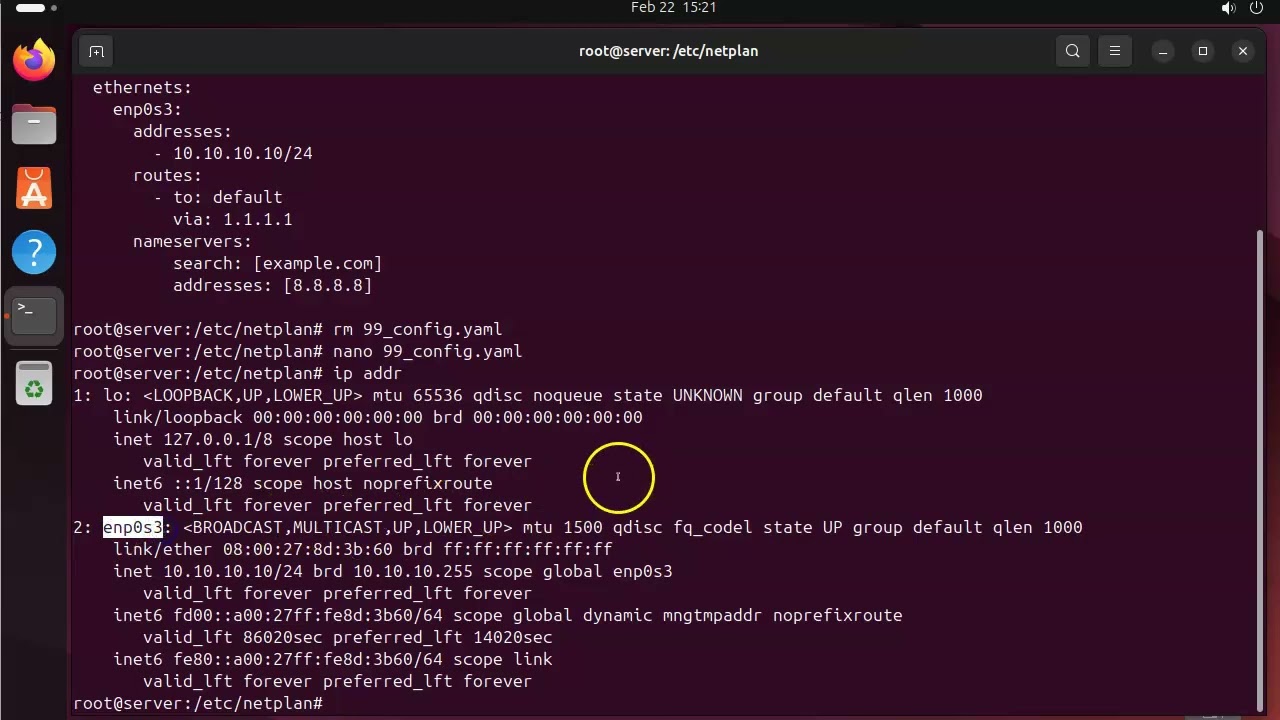 Переключение со статической конфигурации на DHCP Netplan в Ubuntu Linux
