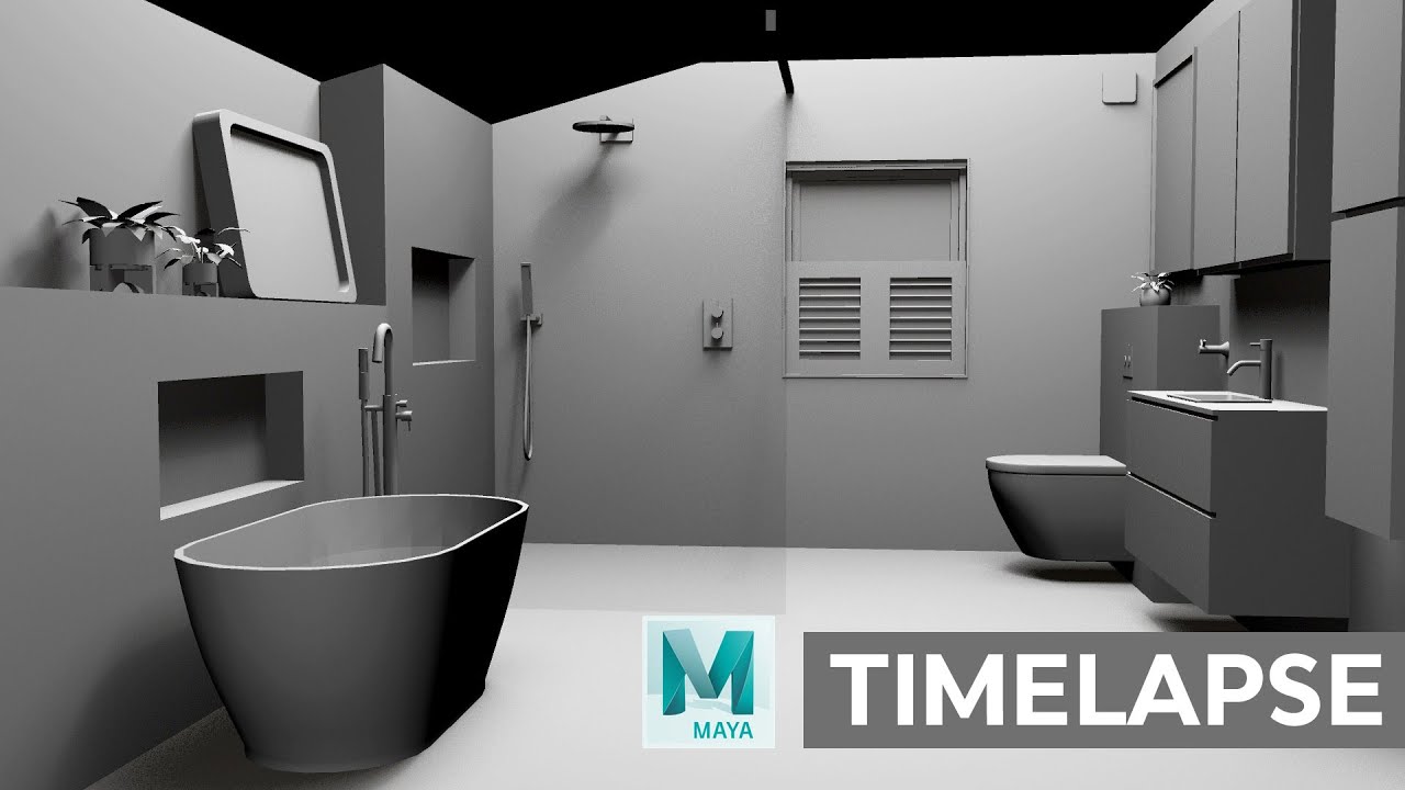 Bathroom 3D Modeling Timelapse - Autodesk Maya