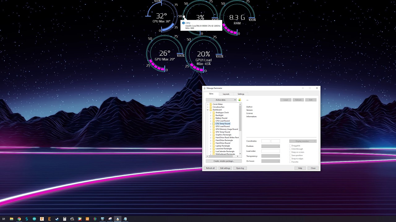 Rainmeter & HWInfo64 Quick Guide - Dashboard 1.9.1 (HW Status Screen)