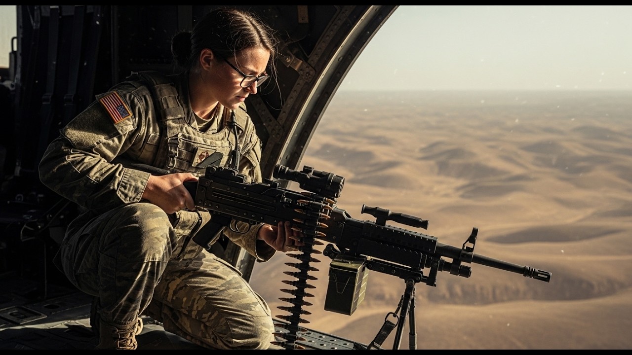US Air Force Female Gunner Shows Amazing Strength with a GAU-18A