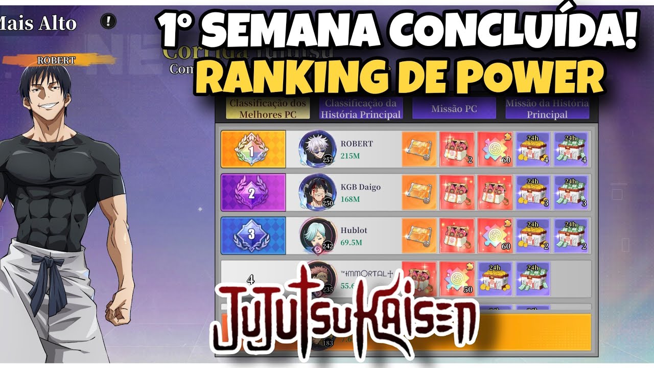RANKING DE FORÇA TOTAL DEPOIS DA 1° SEMANA NO SERVIDOR DO COMEÇANDO DO ZERO NO REI DO JUJUTSU 