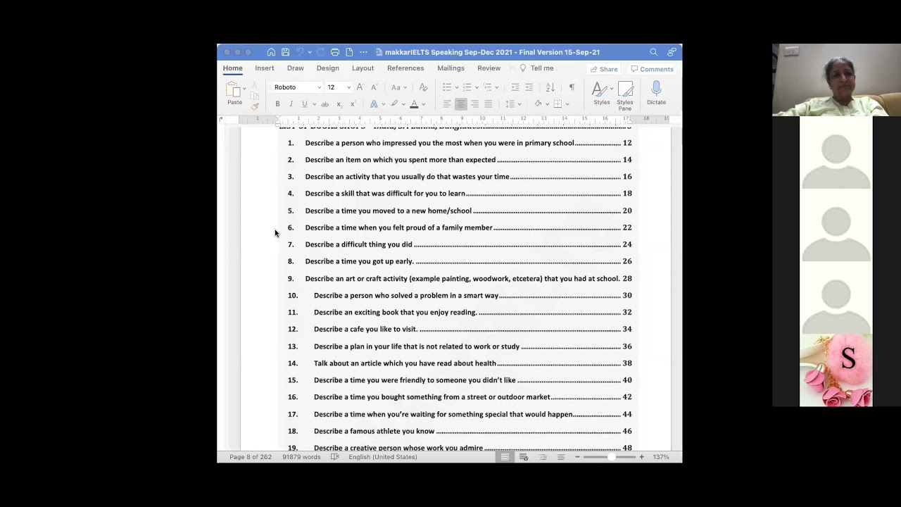 IELTS Speaking Cue cards September 2021