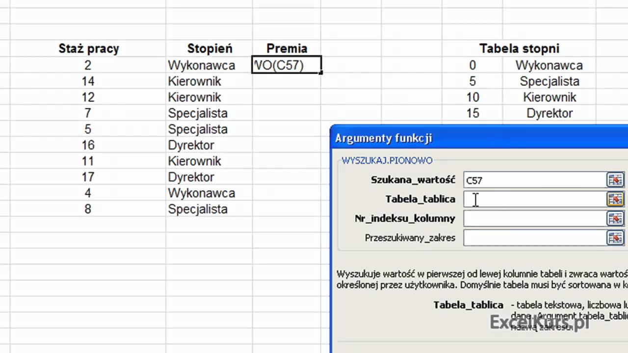 Kurs Excel 2007 Dla Zaawansowanych: Funkcja Wyszukaj Pionowo - Część 2