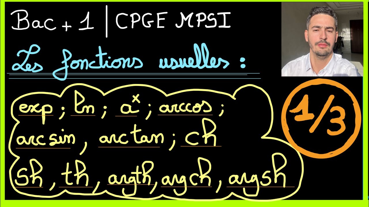 Les fonctions usuelles bac+1 et CPGE MPSI  partie 1/3 