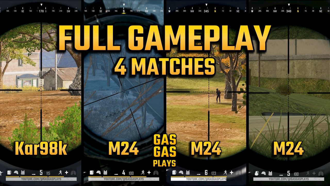 PUBG Solo Gameplay | 4 Matches Back to Back | Kar98k & M24 Long Range Snipes | No Commentary