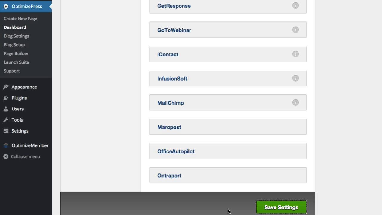 OptimizePress Integrations