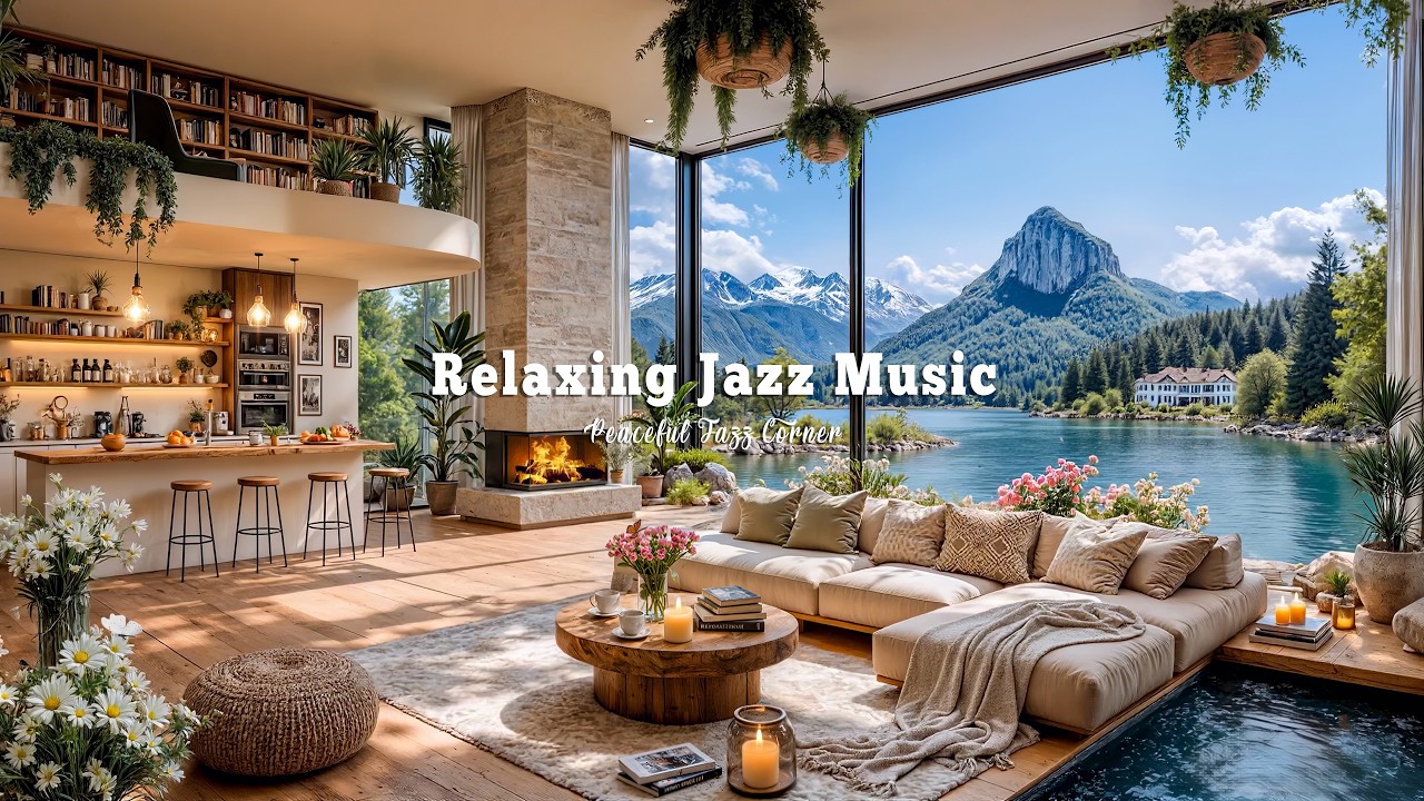 Relaxing Jazz Music With Nature Sounds | Warm Jazz Melody In Living Room Ambience For Stress Relief